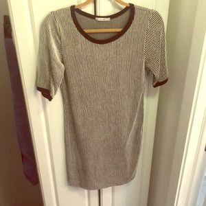 Black and white cotton stretch pinstripe dress